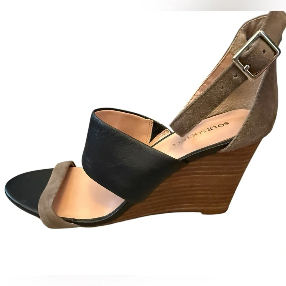 Sole Society Two-Tone Wedge Sandals Size 7 Excellent Condition